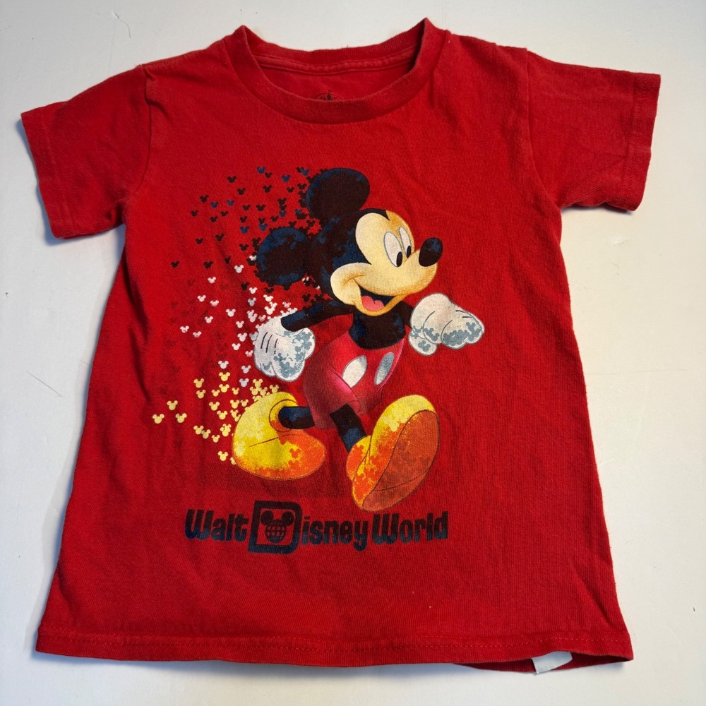 Disney Parks Mickey Mouse Walt Disney World Red Graphic T-Shirt Kids XS